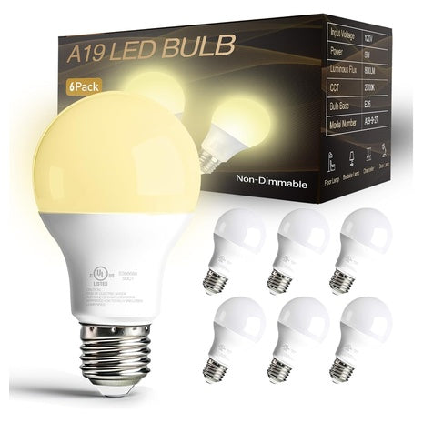 6-Pack Dalattin A19 E26 60W LED Light Bulbs