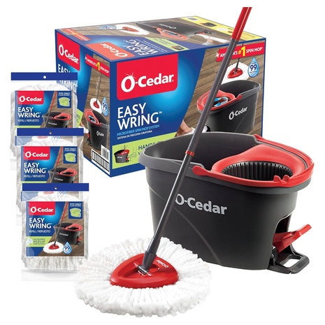 O-Cedar Easywring Spin Mop & Bucket with 3 Extra Refills