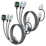 2-Count 5ft 6-in-1 Travel Essentials Charging Cables W/ Apple Watch Charger