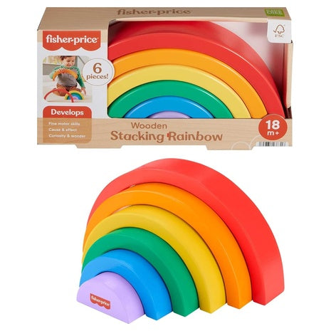 Fisher-Price Wood Toddler Toy Stacking Rainbow