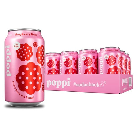 12-Pack Poppi Raspberry Rose Prebiotic Soda