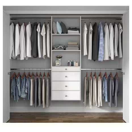60" W - 96" W Tower Wall Mount 6-Shelf Wood Closet System