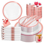 350 Piece Rose Gold Disposable Dinnerware Set