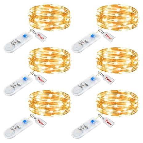 6-Pack 7Ft Battery Operated Fairy String Lights