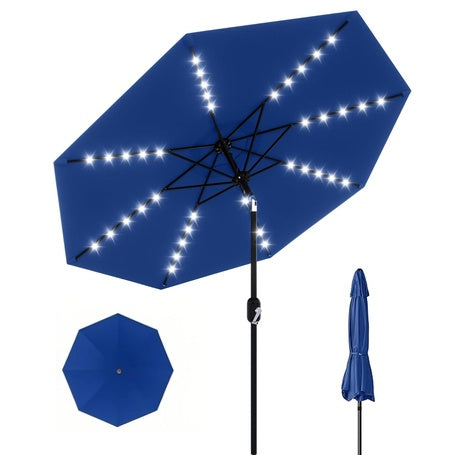10 Ft Patio Umbrella with 40 Solar LED Lights
