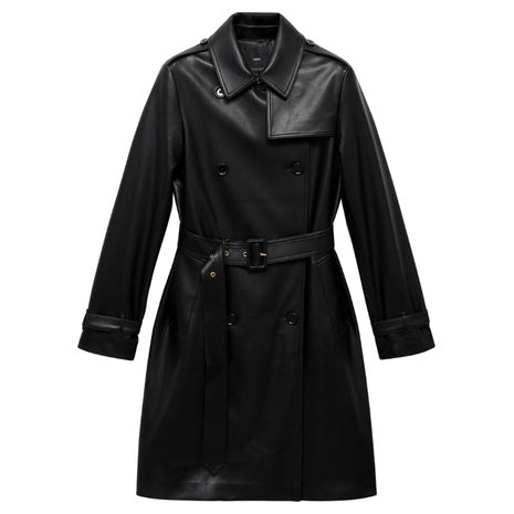 Women's Faux Leather Trench Coat
