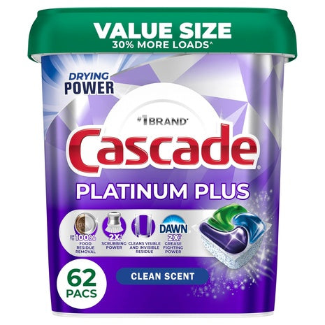 62 Cascade Platinum Plus Dishwasher Pods