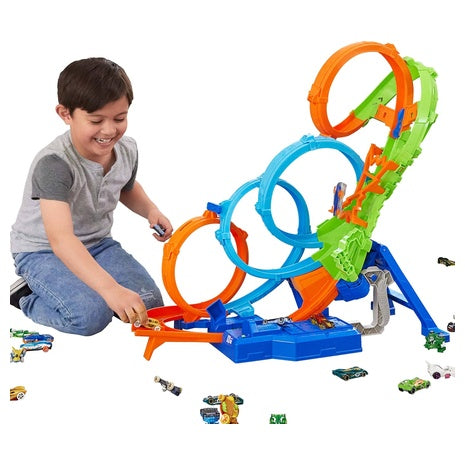 Hot Wheels 4-Loop Crash Track Set with Car (Motorized Booster)