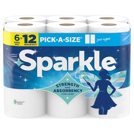 6 Double Rolls Sparkle Pick-A-Size Paper Towels