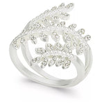 Charter Club Fine Silver Plate Crystal Leaf Wrap Ring
