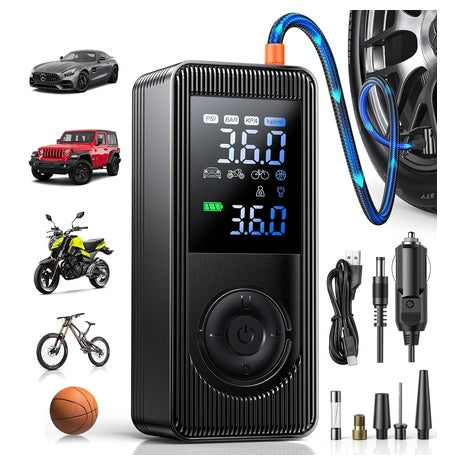 Portable Tire Inflator with Pressure Gauge