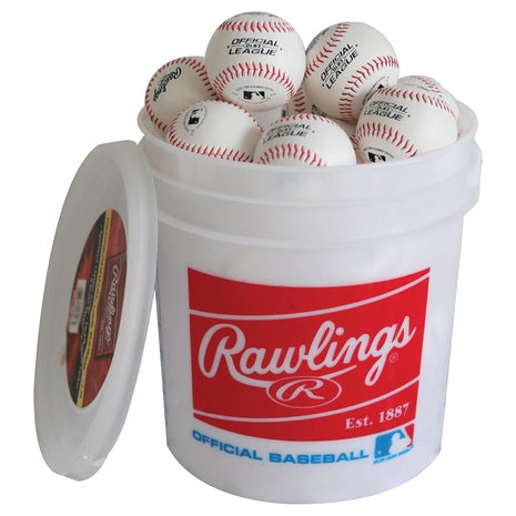 24-Count Rawlings Official League Practice Baseballs In A Bucket
