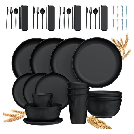 48-Piece Wheat Straw Dinnerware Set