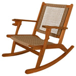 Acacia Wood Patio Rocking Chair With Cup Holder