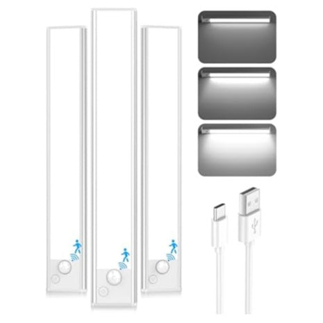 3-Pack 12'' Under Cabinet 2500mAh LED Motion Sensor Lights