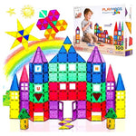 Playmags 100-Piece Magnetic Tiles Building Blocks Set