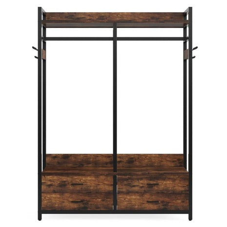 47.24" Armoire With 4 Drawers And 8 Hooks