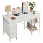 55" Computer Desk With 6 Drawers & 2 Open Shelves
