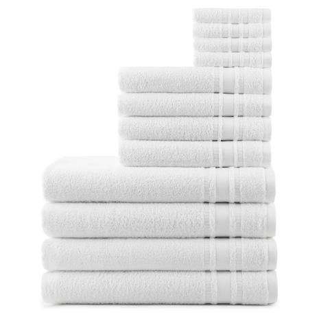 100% Cotton 12-Piece White Towel Set