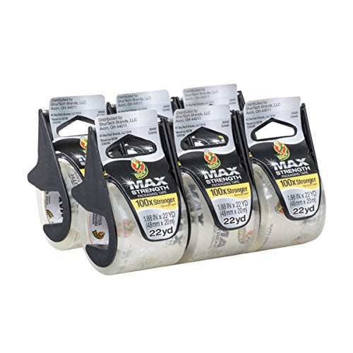 6 rollos de cinta de embalaje Duck MAX Strength con dispensadores