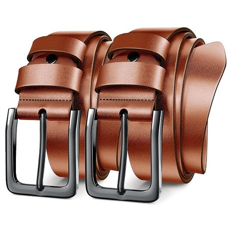 2-Pack Papaanils Men's Full Grain Leather Belt