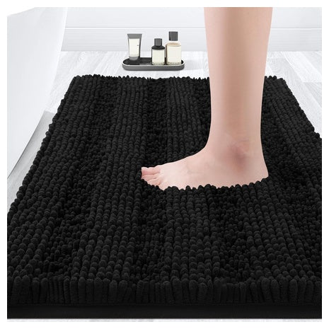 32" X 20" Accumtek Striped Black Bathroom Rug Mat