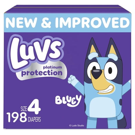 198 Size 4 Luvs Platinum Protection Bluey Diapers