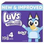 198 Size 4 Luvs Platinum Protection Bluey Diapers