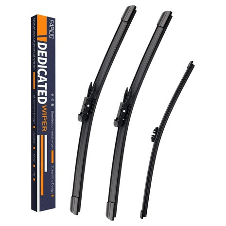 3-Pack 26"/22"+11" Front & Rear Windshield Wipers Full Blade Set