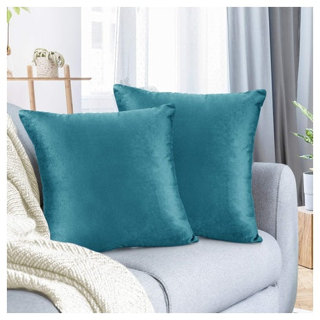 Set Of 2 Nestl Cozy Velvet Throw Pillow Covers (Teal)