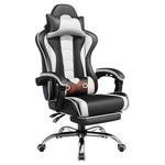 Computer Gaming Chair w/ Massage Lumbar Support & Footrest Height