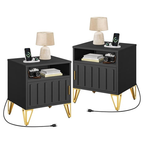 2-Pack Yitahome Metal Bedside Table With Charging Station