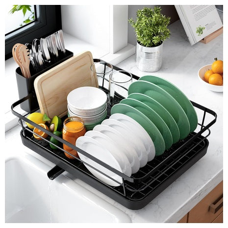 Kitsure Durable Stainless Steel Dish Drying Rack With Cutlery Holder