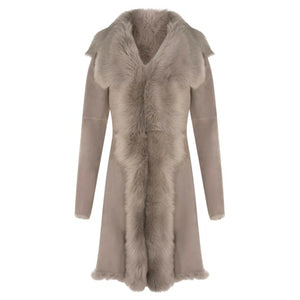 Infinity Leather Women's Light Grey Toscana Sheep Suede Leather Trench Coat