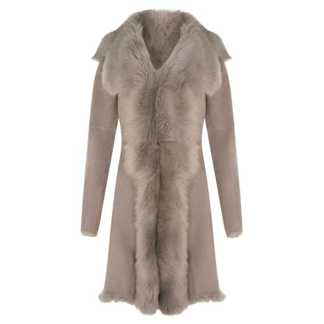 Infinity Leather Women's Light Grey Toscana Sheep Suede Leather Trench Coat