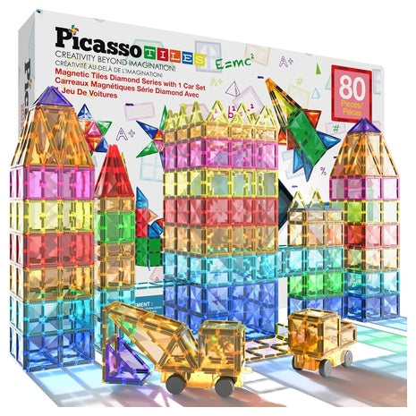 80-Piece Magnetic Tiles Diamond Building Blocks