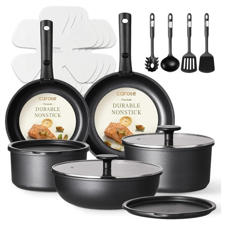 19-Piece Carote Pots and Pans Set Non Stick Cookware Set