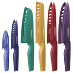 12 Astercook Color-Coded Stainless Steel Knives with Blade Guards