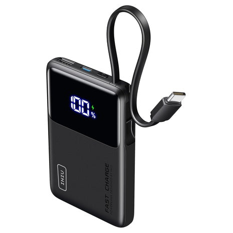 INIU 10,000mAh Slimmest 45W Power Bank with Built-in USB-C Cable