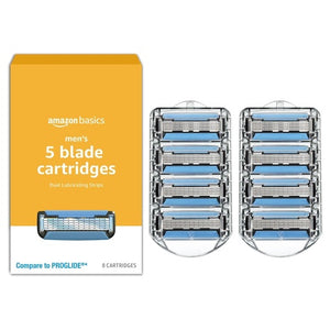 8-Count Amazon Basics 5-Blade MotionSphere Razor Refills w/ Dual Lubrication and Precision Beard Trimmer
