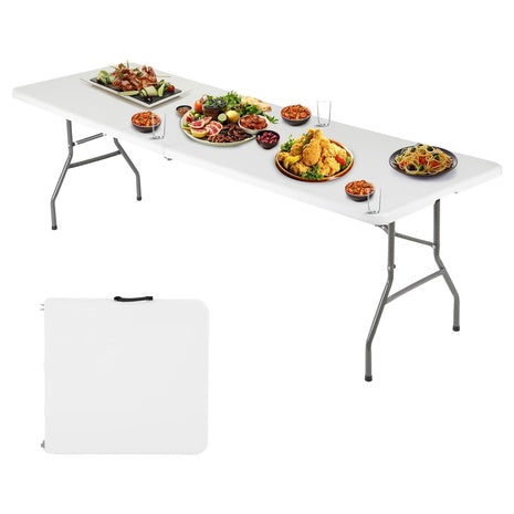 6ft FDW Portable Fold-in-Half Folding Table