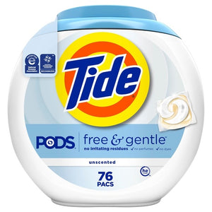 224 Tide PODS Liquid Laundry Detergent Soap Pacs (Free & Gentle) + Earn $15 Amazon Credit!