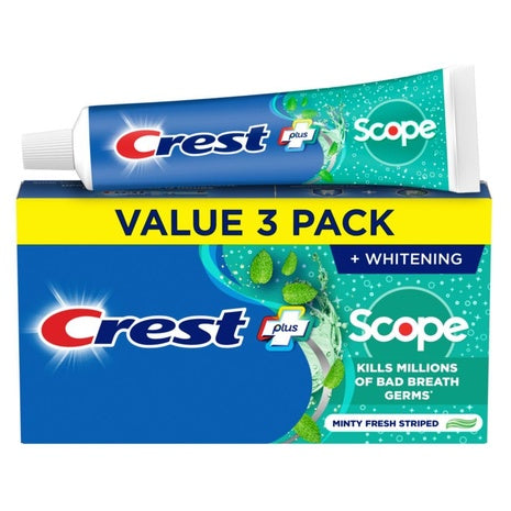 3 Crest + Scope Whitening Toothpaste Tubes
