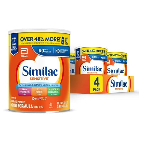 4-Pack Similac Sensitive Infant Formula (OU-D, 29.8oz)
