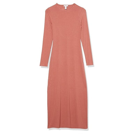 Daily Ritual Women's Wide Rib Open Back Long Sleeve Dress