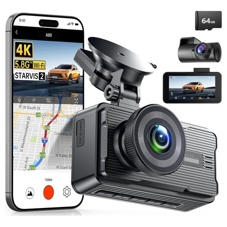 4K Dual Dash Cam with Night Vision & 24H Parking Mode