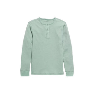 Boys' Long-Sleeve Henley Waffle-Knit T-Shirt (3 Colors)