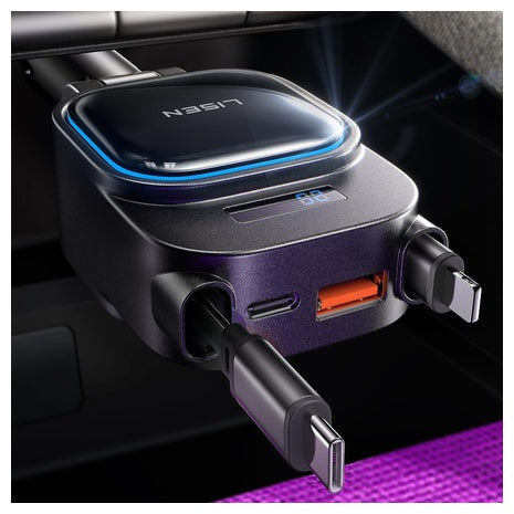 Lisen 96W Fast Charging Retractable Car Charger