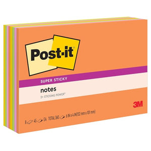 8 Pads Post-it Super Sticky Notes (6" x 4")