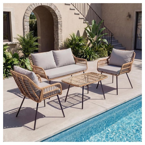 4 Piece Garvee Wicker Patio Bistro Set (2 Colors)
